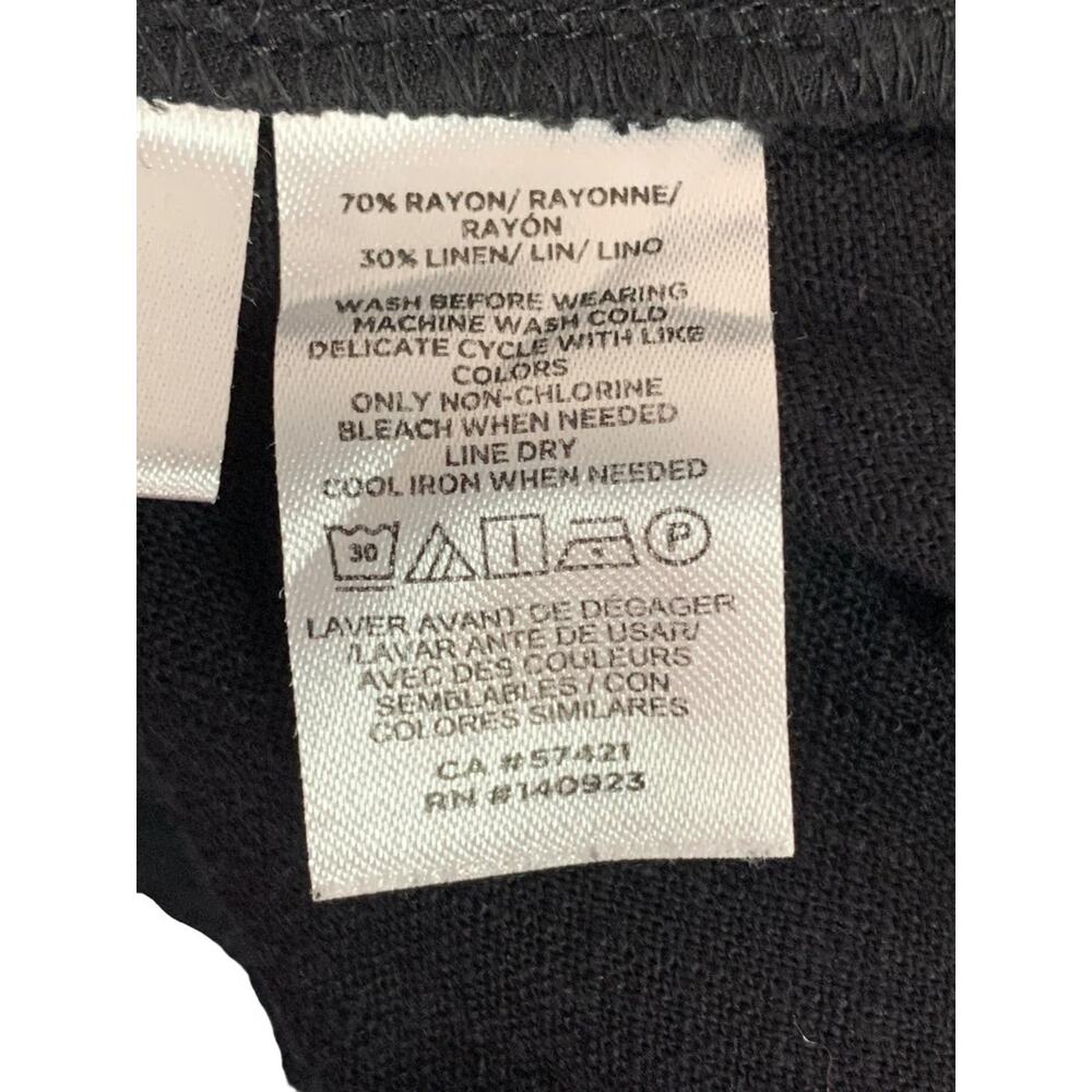 Small Loft Womens Black Linen Blend Pants Wide Leg Pull On Pockets - Picture 6 of 6